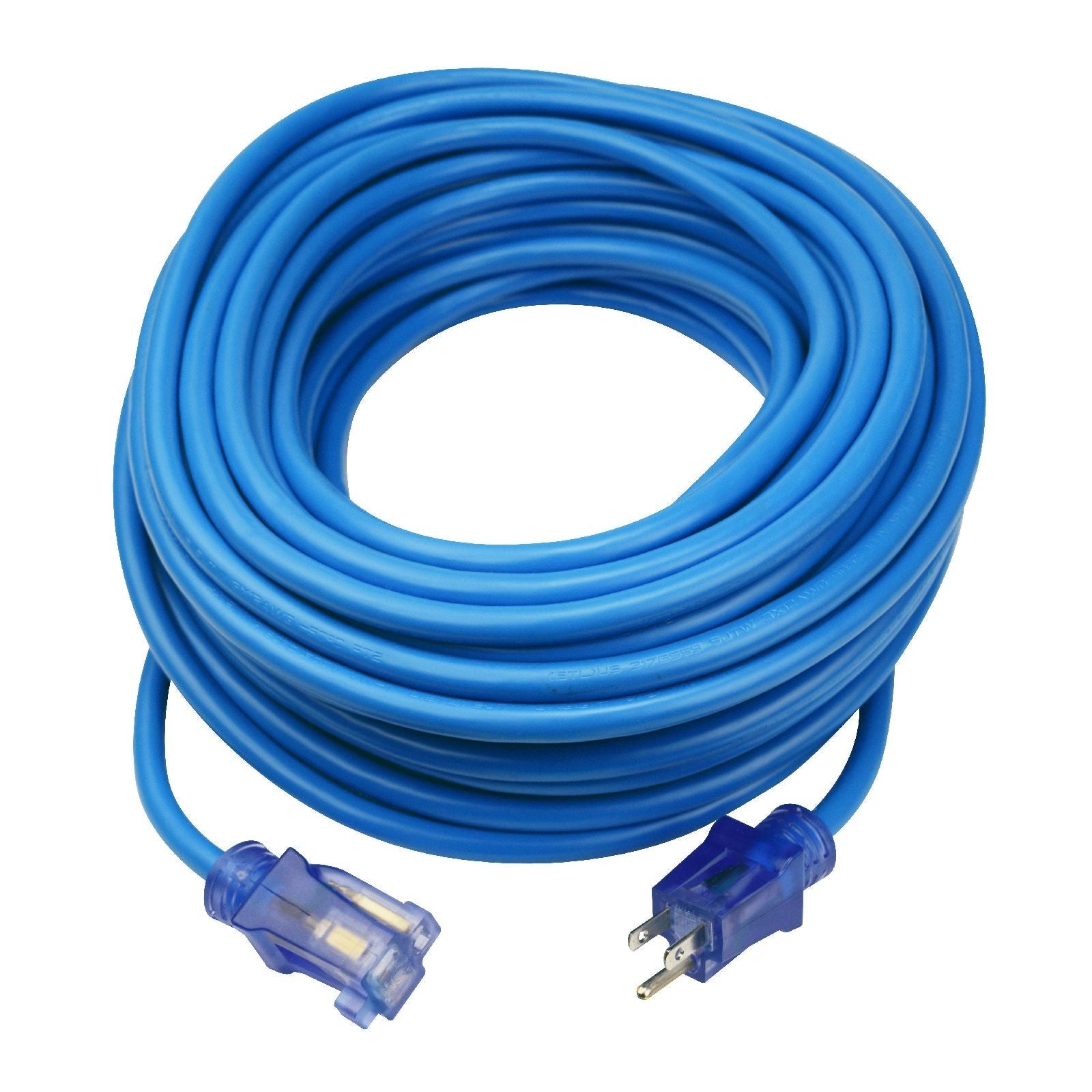 Prime Wire & Cable Neon Flex 100ft 12/3 SJTW High Visibility Outdoor Extension Cord Blue